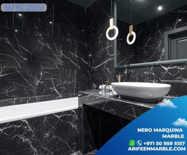 Nero Marquina Marble Bathroom Polished