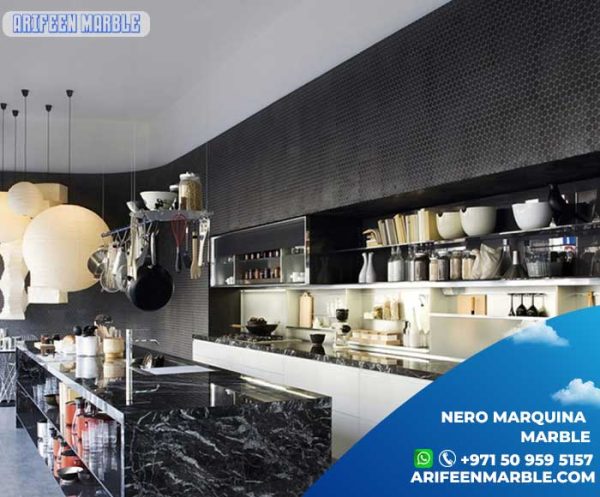 Nero Marquina Marble Kitchen Dubai