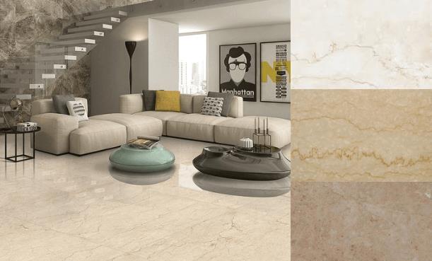 Botticino Marble slab with light beige and cream tones, natural veining, and polished finish