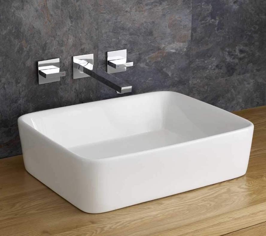 White ceramic countertop washbasin with modern design