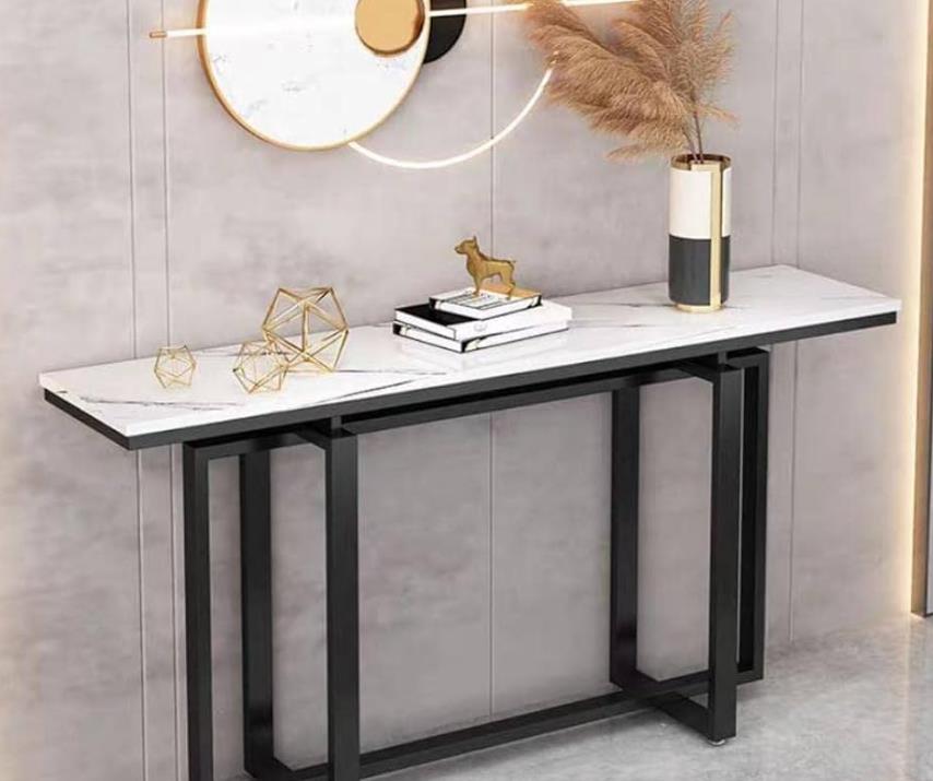 A sleek and elegant marble console table with a polished finish