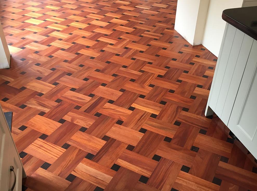 Close up of a beautiful parquet flooring pattern in a room